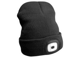Čiapka s čelovkou 180 lm, nabíjateľná, USB, univerzálna veľkosť, bavlna/PE, čierna