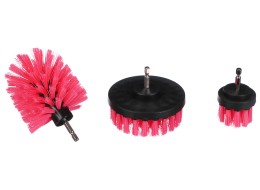 Sada kefiek na vŕtačku na čistenie auta CAR DETAILING DRILL BRUSH PINK 3, 3 ks