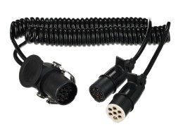 Prepojovací špirálový adaptér z 15pin na 2×7pin zástrčku (S+N) TRAILER CABLE 9, 24V, 3,5m