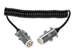 Prepojovací špirálový kábel 7pin typ S TRAILER CABLE 12, kovová zástrčka, 24V, 3,5 m