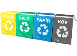 Tašky na triedený odpad SORT EASY 4 METAL, 30x30x40cm, 4x36l, 4ks