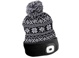 Čiapka s čelovkou 180 lm, dobíjateľná, USB, univerzálna veľkosť, bavlna/PE, zimná čierna