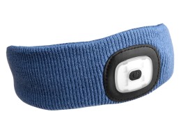 Čelenka s čelovkou 180 lm, dobíjacia, USB, univerzálna veľkosť, bavlna/PE, modrá