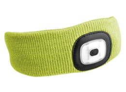 Čelenka s čelovkou 180 lm, nabíjateľná, USB, univerzálna veľkosť, bavlna/PE, fluorescenčná žltá