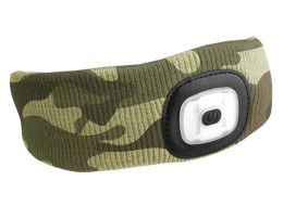 Čelenka s čelovkou 180 lm, nabíjateľná, USB, univerzálna veľkosť, bavlna/PE, maskáčová