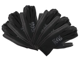 Rukavice pracovné z polyesteru polomáčané v PU GLOVE PE-PU 10, čierne, vel 10