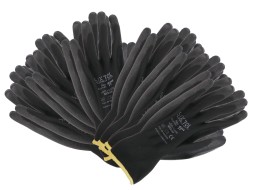 Pracovné rukavice z polyesteru polomáčané v PU GLOVE PE-PU 11, čierne, veľ. 11\
