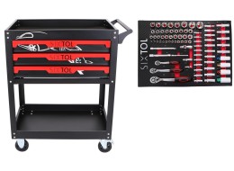 Dielenský vozík s náradím MECHANIC TROLLEY JASON 80, 3 zásuvky, 1 polica, 80 ks náradia