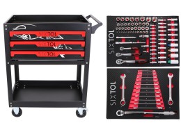 Dielenský vozík s náradím MECHANIC TROLLEY JASON 94, 3 zásuvky, 1 polica, 94 ks náradia