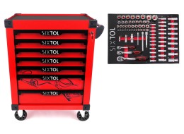 Dielenský vozík na náradie MECHANIC TROLLEY KEVIN RED 80, 7 zásuviek, 80 ks náradia