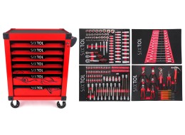 Dielenský vozík na náradie MECHANIC TROLLEY KEVIN RED 210, 7 zásuviek, 210 ks náradia