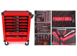 Dielenský vozík na náradie MECHANIC TROLLEY KEVIN RED 253, 7 zásuviek, 253 ks náradia
