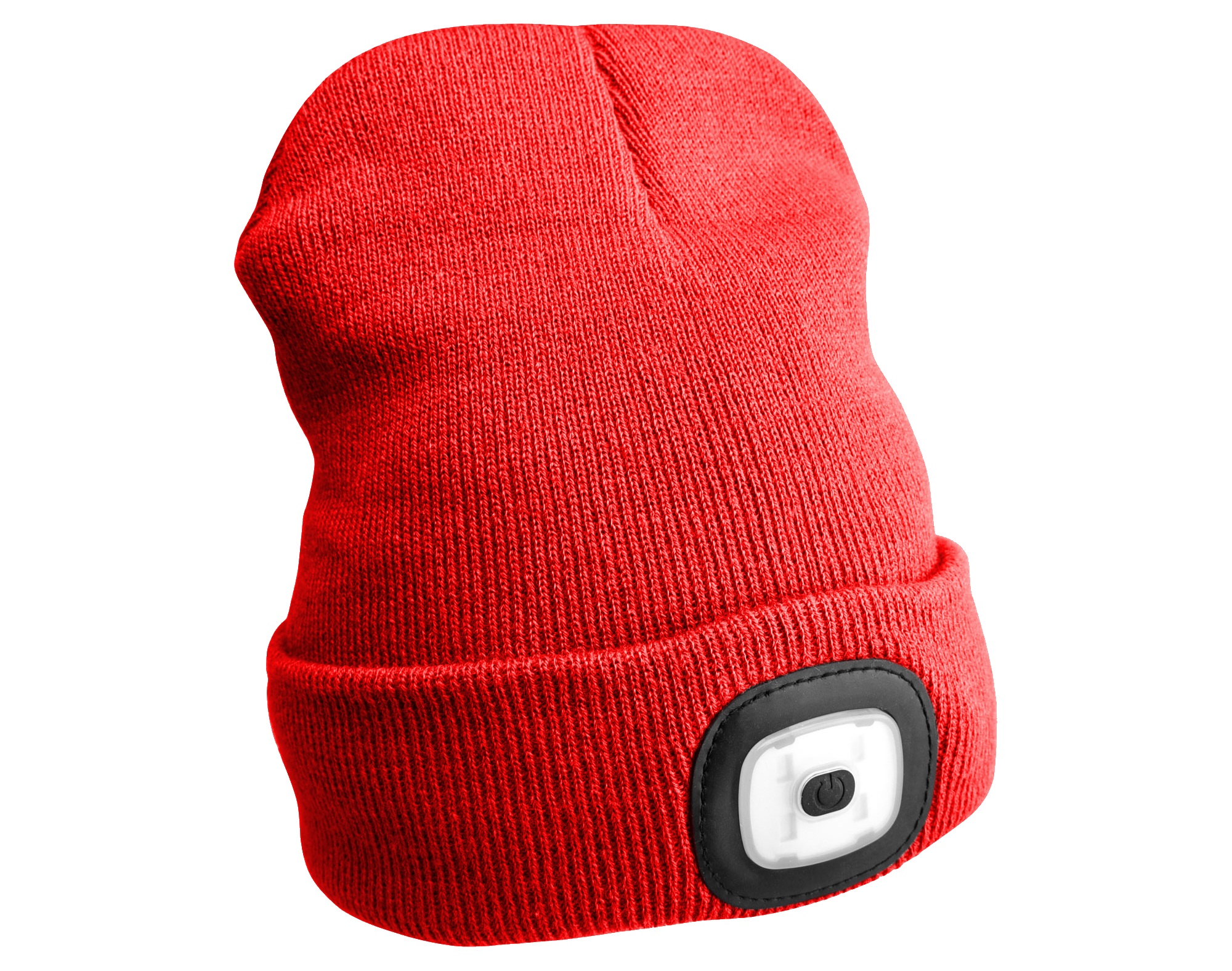 Čiapka s čelovkou 180 lm, nabíjateľná, USB, univerzálna veľkosť, bavlna/PE, červená