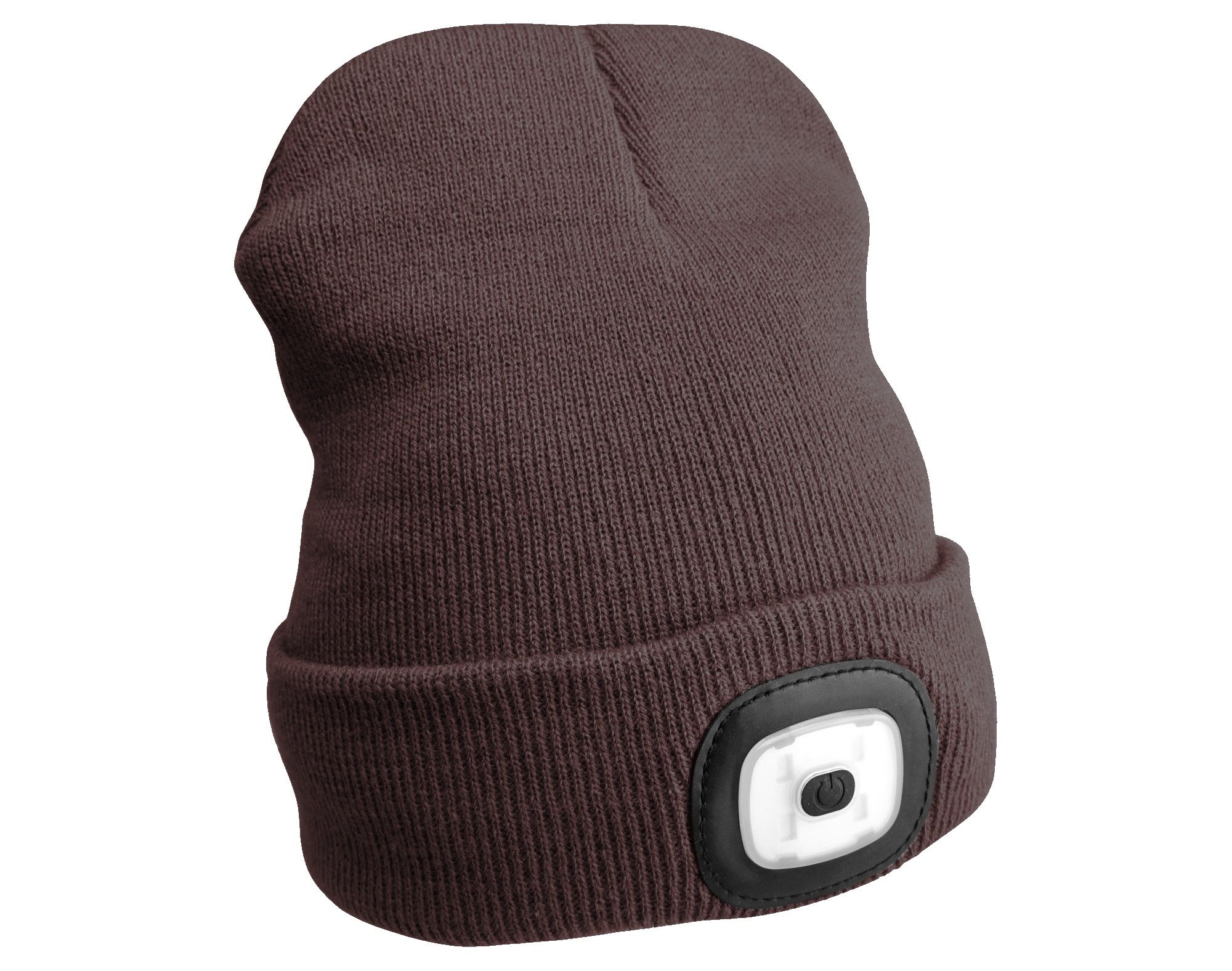 Čiapka s čelovkou 180 lm, dobíjacia, USB, univerzálna veľkosť, bavlna/PE, hnedá