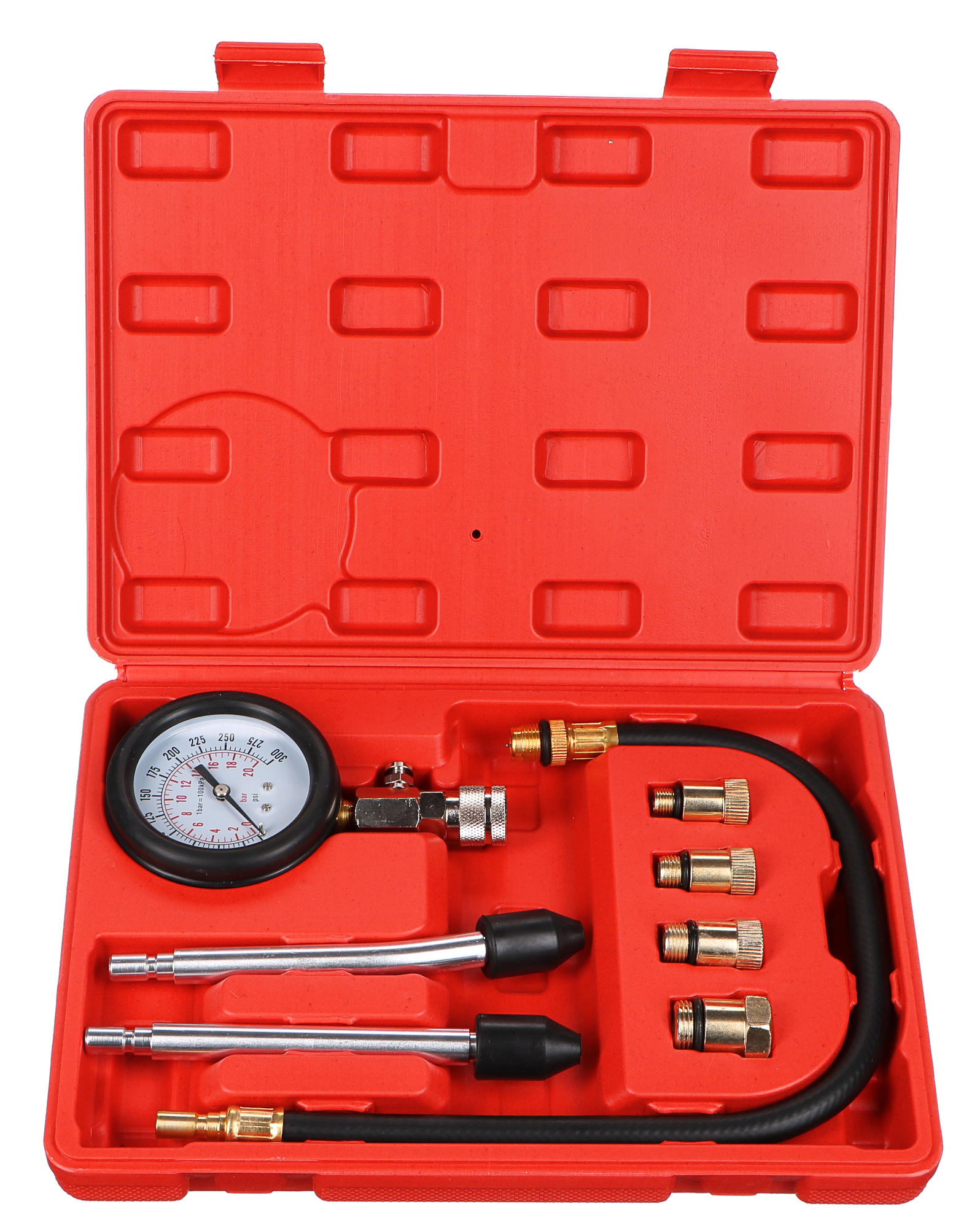 Sada na testovanie kompresie benzínových motorov MECHANIC ENGINE TESTER 8, 0-20 bar, 8 ks