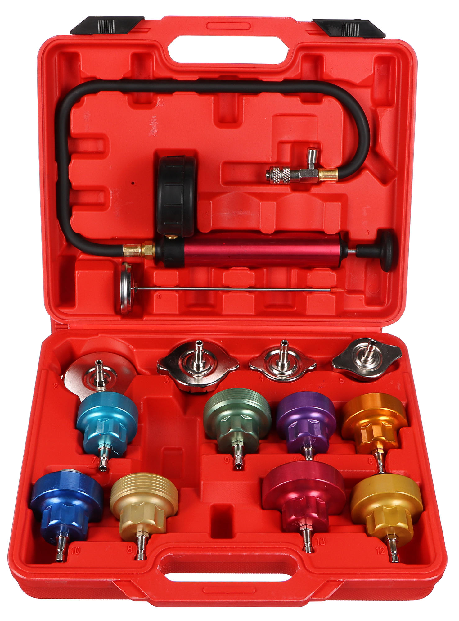 Sada pre testovanie chladiaceho systému MECHANIC COOLING TESTER 14, 0-2,5bar, 14 ks