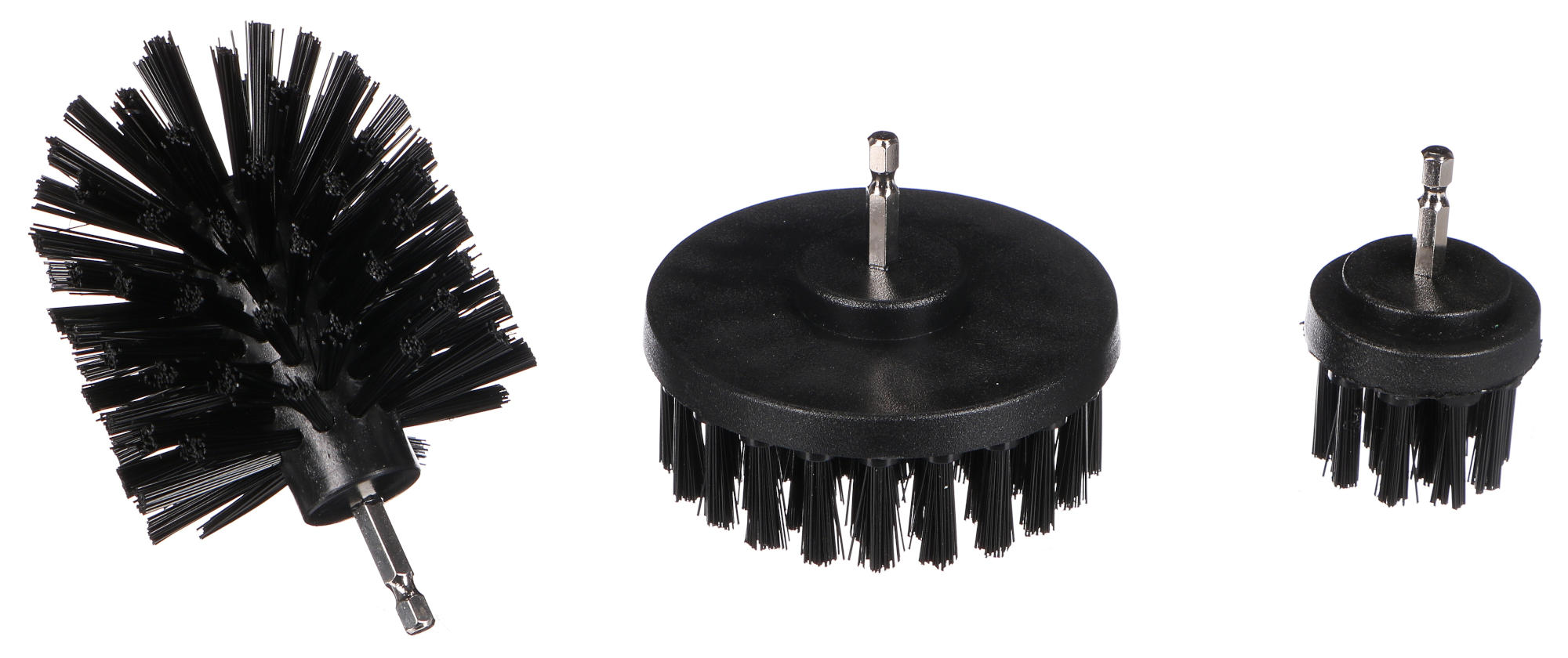 Sada kefiek na vŕtačku na čistenie auta CAR DETAILING DRILL BRUSH 3 HARD, 3 ks