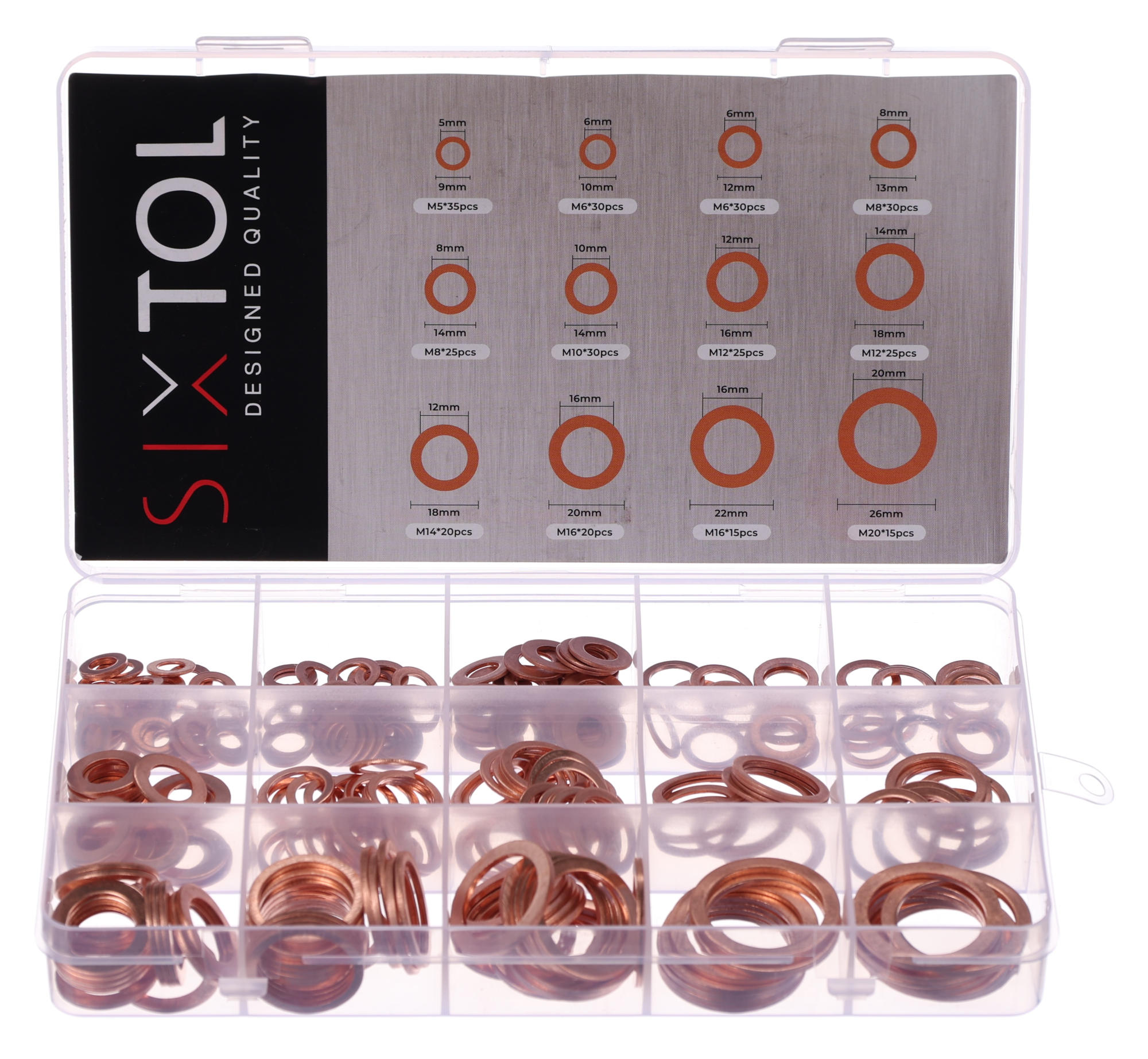 Sada medených tesniacich krúžkov MECHANIC RING SET 2, M5–M20, 300 ks