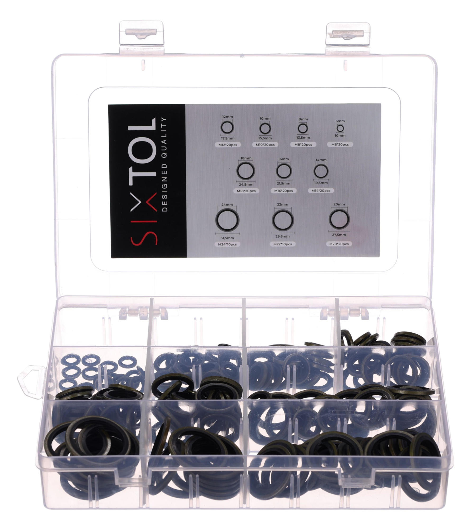 Sada tesniacich krúžkov z NBR a ocele MECHANIC RING SET 3, M6–M24, 180 ks