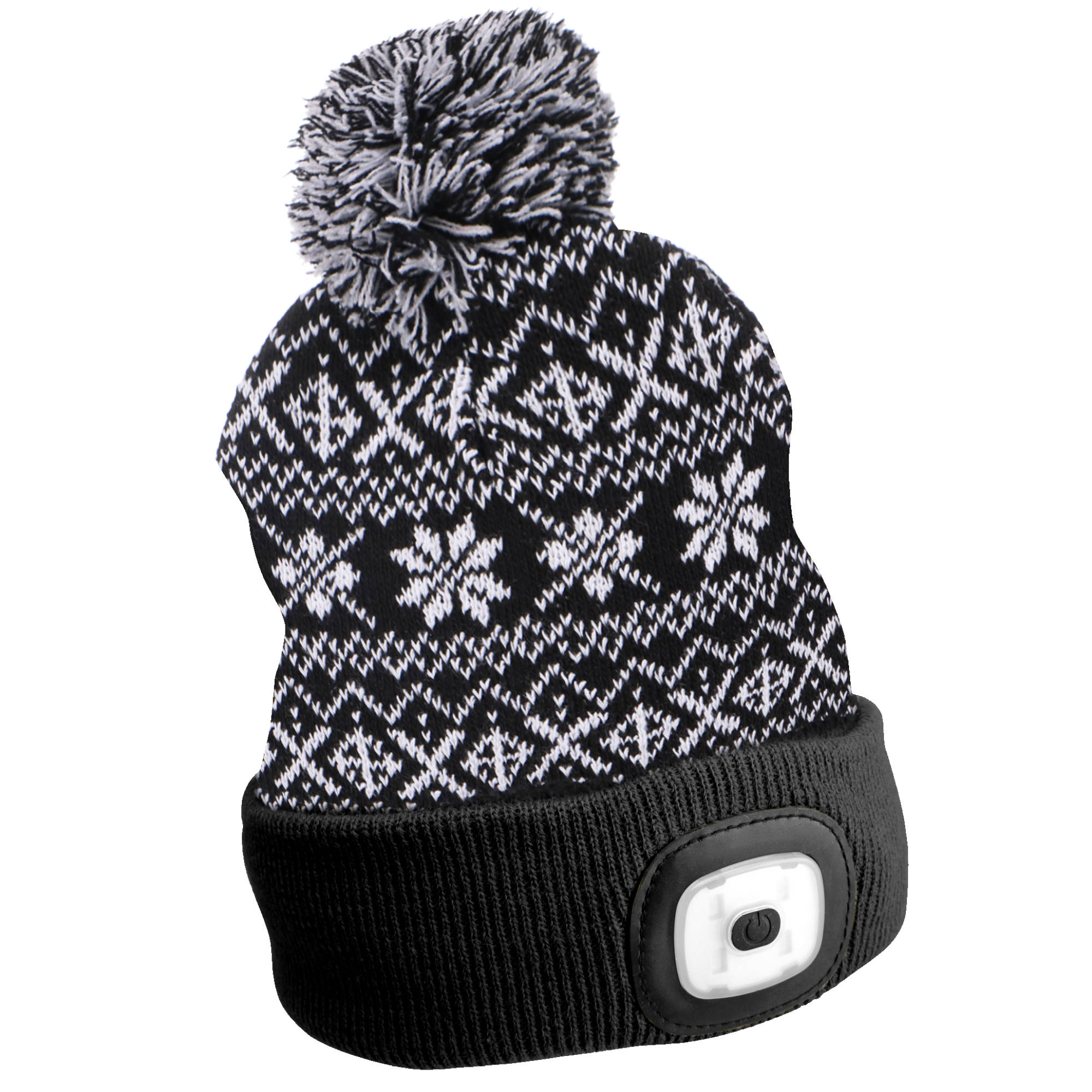 Čiapka s čelovkou 180 lm, dobíjateľná, USB, univerzálna veľkosť, bavlna/PE, zimná čierna