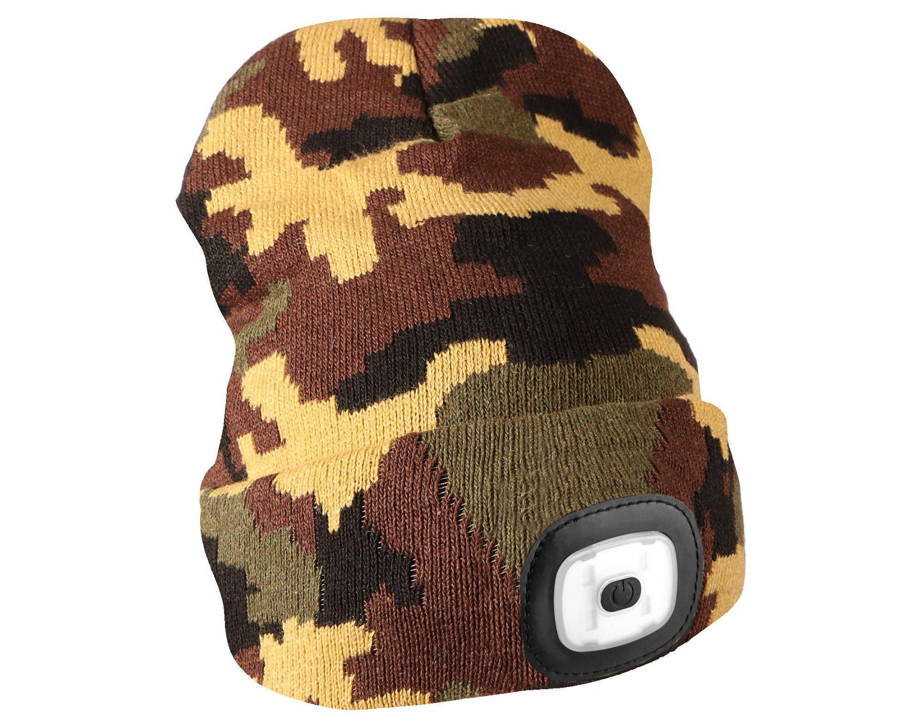 Čiapka s čelovkou 180 lm, dobíjacia, USB, univerzálna veľkosť, bavlna/PE, maskáčová
