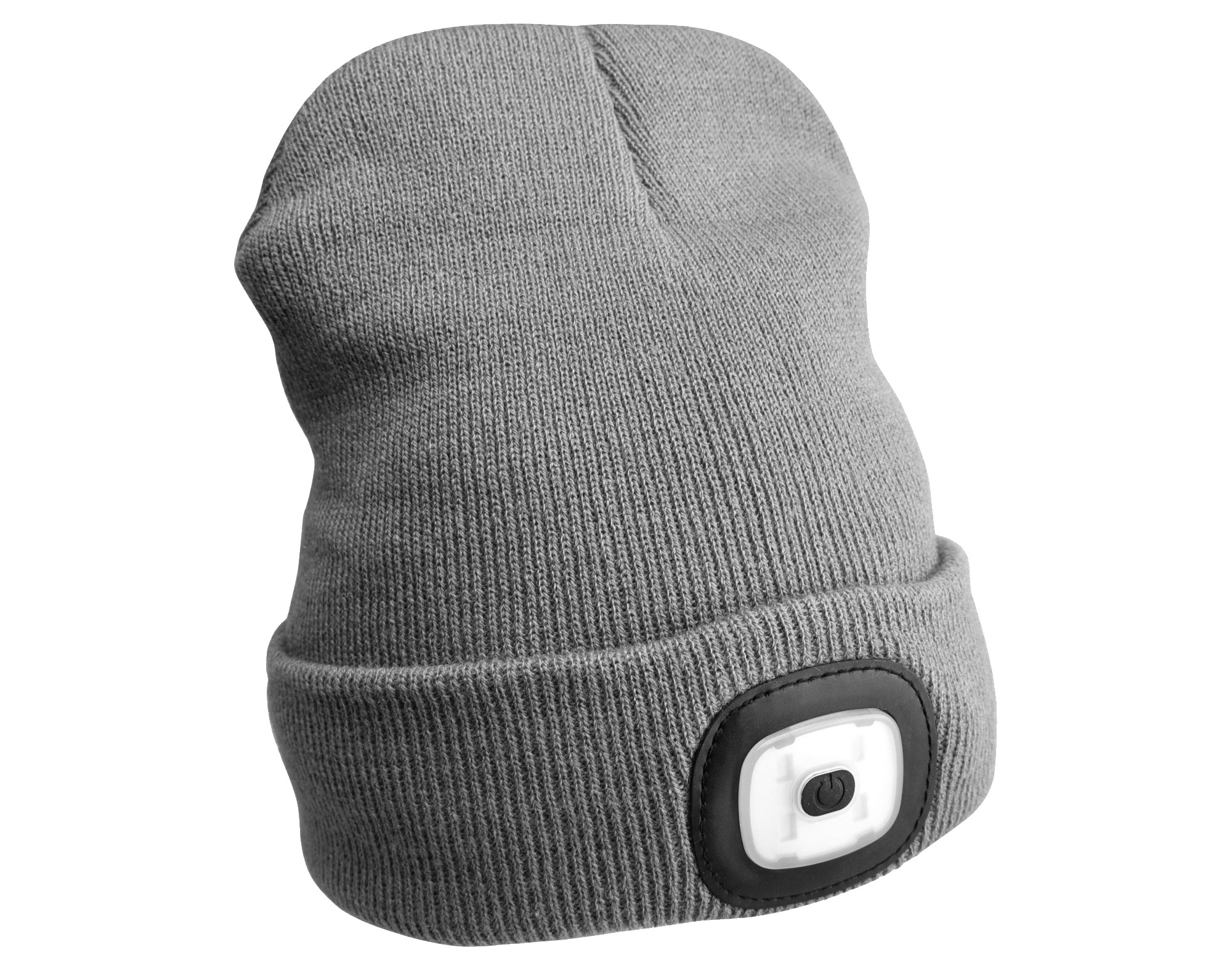 Čiapka s čelovkou 180 lm, nabíjateľná, USB, univerzálna veľkosť, bavlna/PE, svetlo šedá